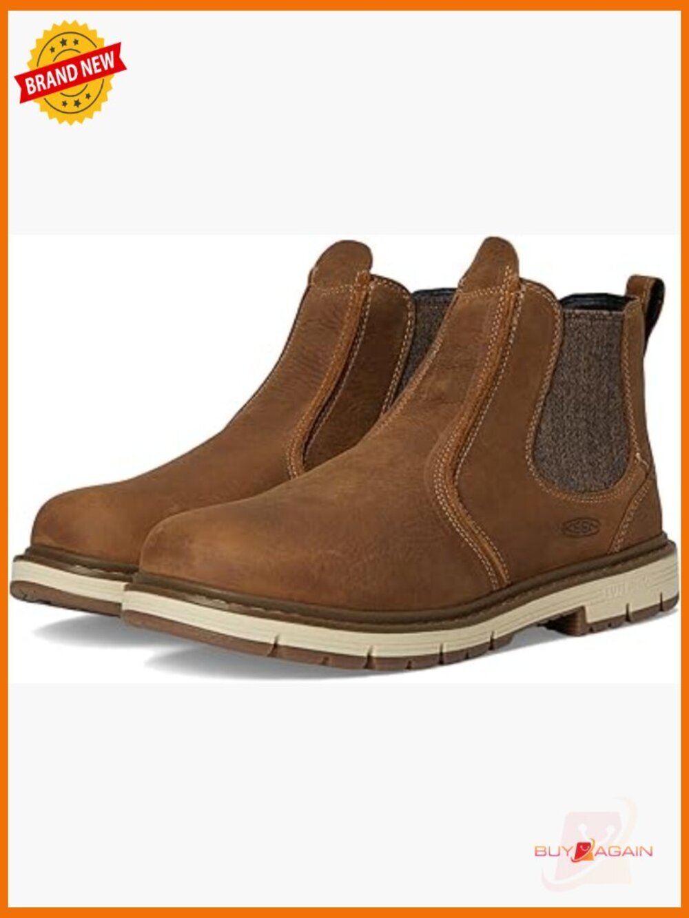 Soft Toe Pull On Work Boots Chelsea Ankle Leather Water Resistant
